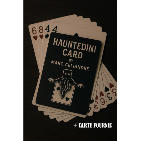 Hauntedini card by Marc Celiandre, carte hantée pour routine magique