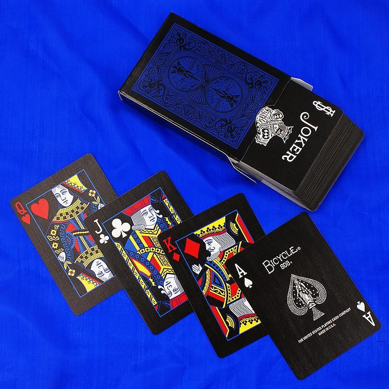 Dos de cartes Bicycle bleu néon inversé