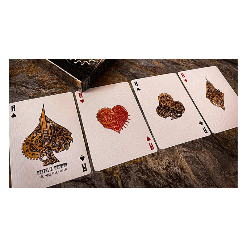 Dos de cartes style engrenages et mécanique ancienne