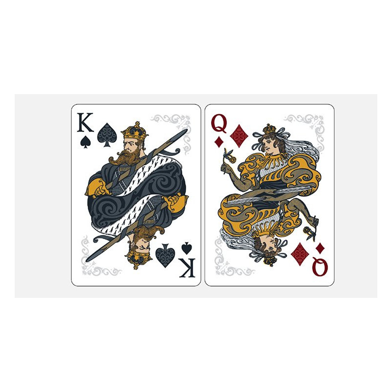 Dos de cartes aux reflets de braises incandescentes