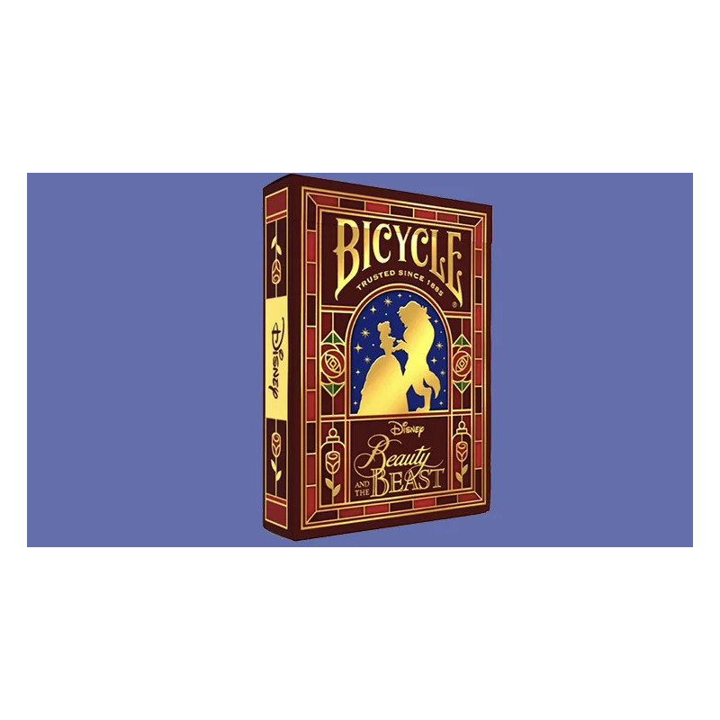 Jeu de cartes Bicycle Disney La Belle et la Bête étui doré or fin.