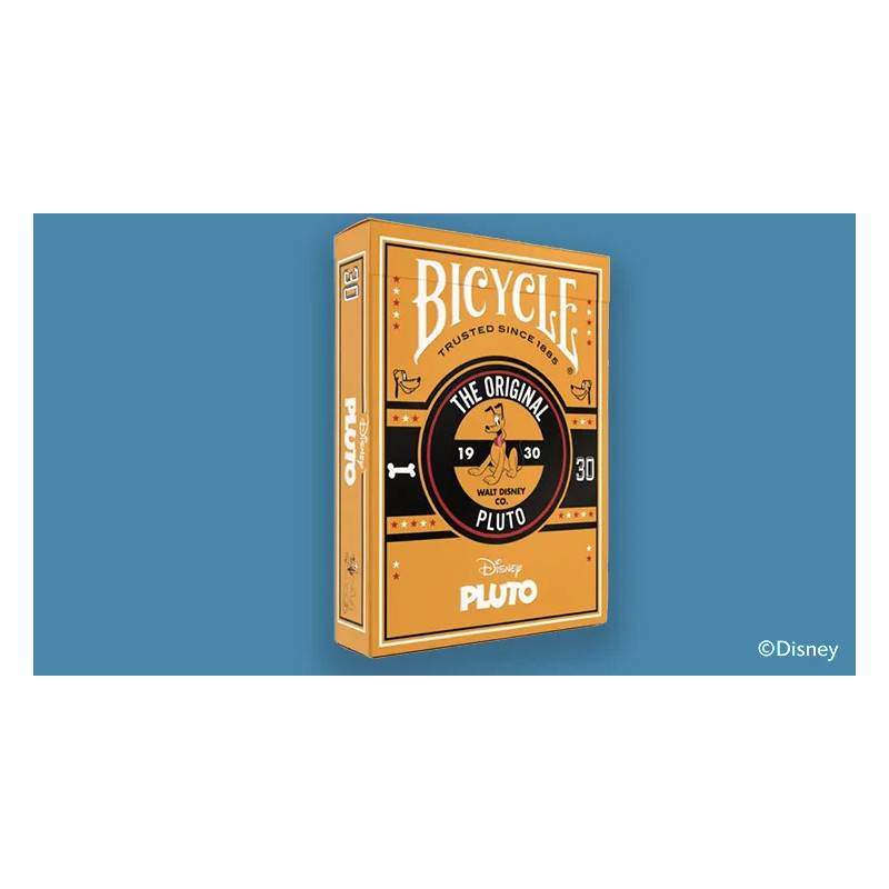 Jeu de cartes Bicycle Disney Pluto avec étui embossé et vernis sélectif.