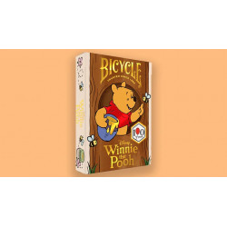 Jeu de cartes Bicycle Disney Winnie l'Ourson avec étui aux dorures dorées.