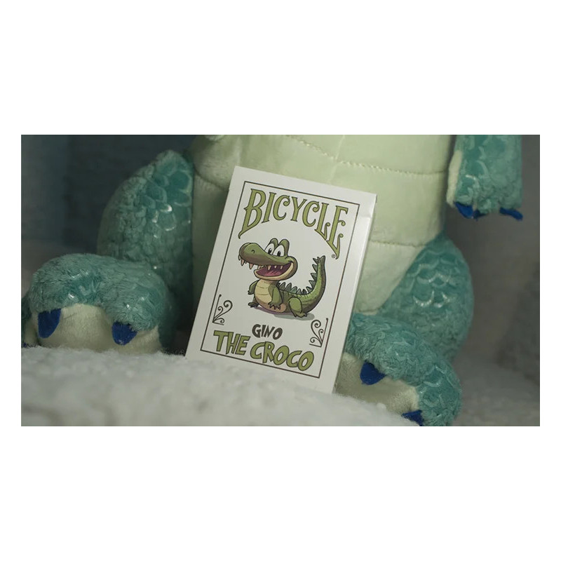Jeu de cartes Gino the Croco avec la mascotte crocodile sur l'étui.