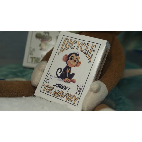 Bicycle Johnny le singe, jeu de cartes avec mascotte sur l’étui