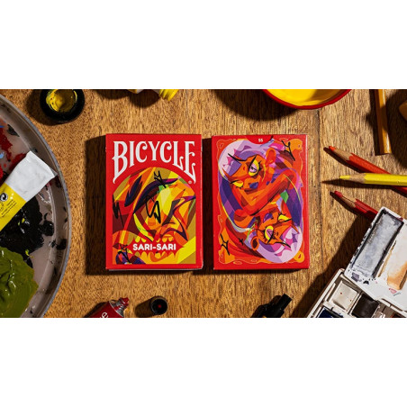 Bicycle Sari Sari color red edition, coffret de cartes artistique