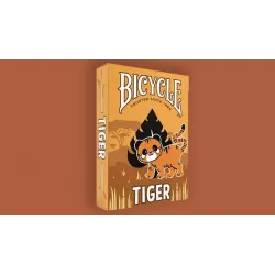 Jeu de cartes Bicycle Tiger avec illustrations de tigre mignon orange et noir.