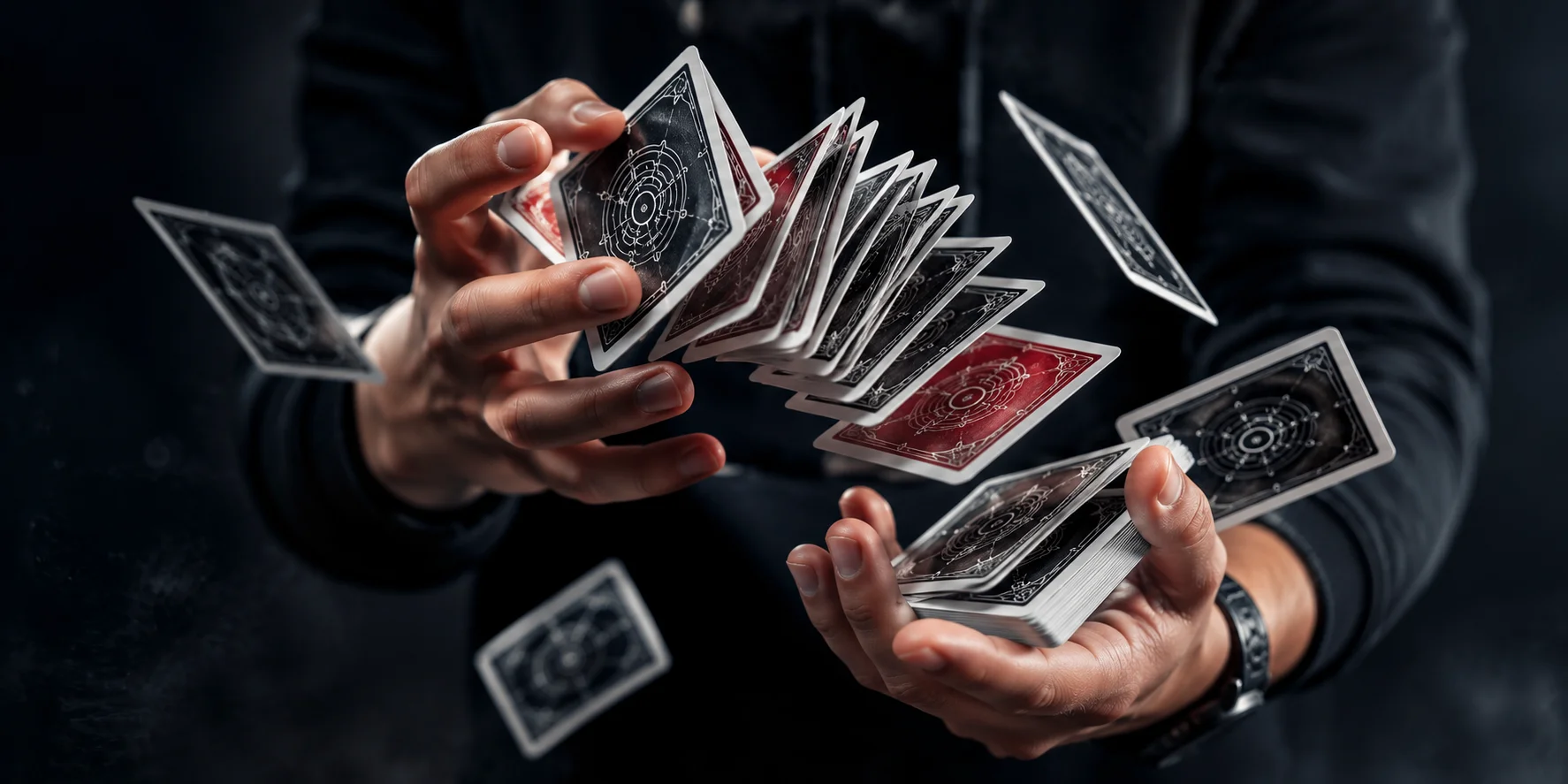 Magicien qui fait du cardistry